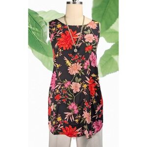 Old Navy 4X Plus Black Floral Sleeveless A-Line Keyhole Back Easy care Tunic Top